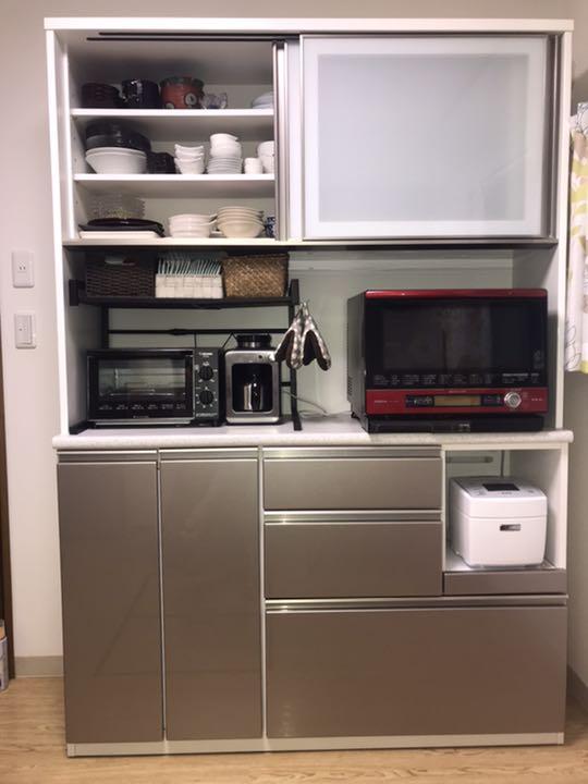 食器棚 シルバー キッチンボード(アルミナ2 140KB SI)-